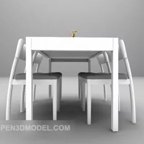 Modern Style Wood Table And Chairs 3d model