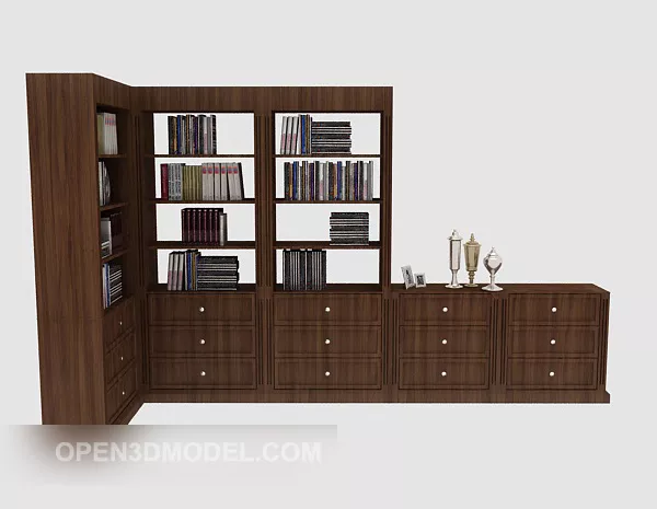 Modern-style Wood Combination Bookcase 3d model Modern-style Wood Combination Bookcase 3d model