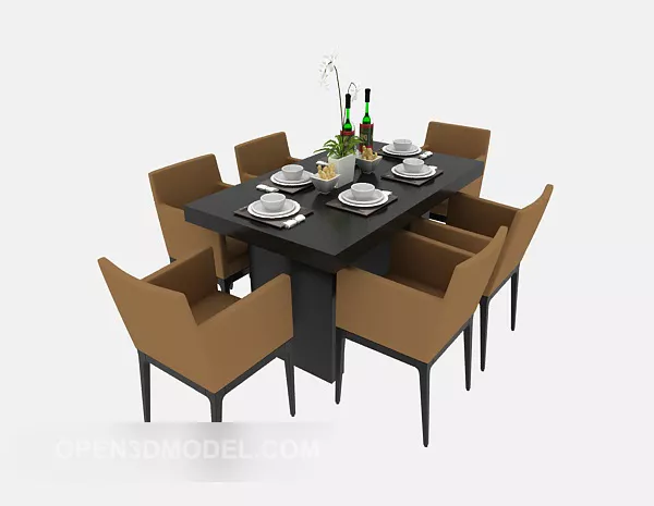 Modern Style Wooden Dinning Table Chair 3d model Modern Style Wooden Dinning Table Chair 3d model