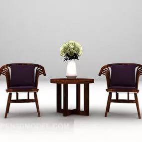 Modern Table And Chair With Plant Potted 3d model