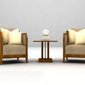 Modern Table And Chair With Pillows 3d model