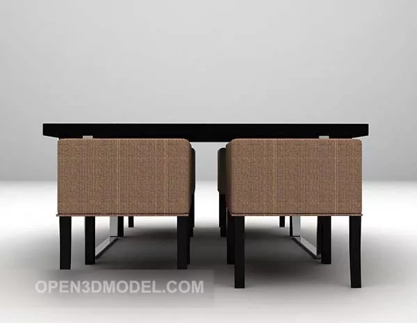 Brown Table And Chair Dinning Combination 3d model Brown Table And Chair Dinning Combination 3d model