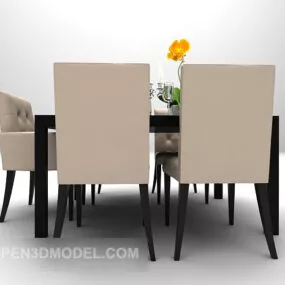 Modern Dinning Table And Chairs Large 3d model