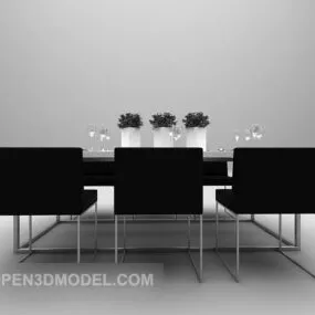 Modern Black Tables And Chairs 3d model