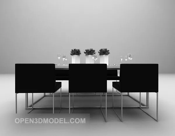 Modern Black Tables And Chairs 3d model Modern Black Tables And Chairs 3d model