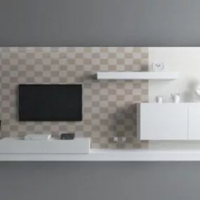 Modern Apartment White Tv Wall 3d model