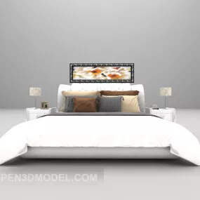 Modern White Bed With Daybed Furniture 3d model