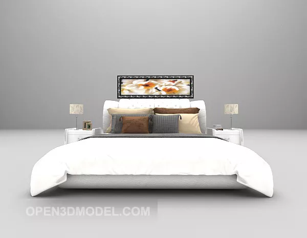 Modern White Bed With Daybed Furniture 3d model Modern White Bed With Daybed Furniture 3d model