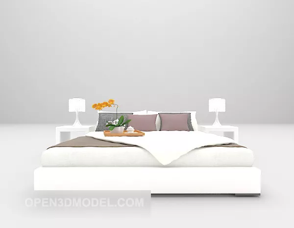 White Nightstand With Drawer 3d model