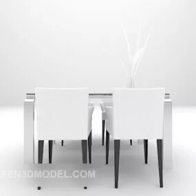 Modern White Dining Table Minimalist 3d model