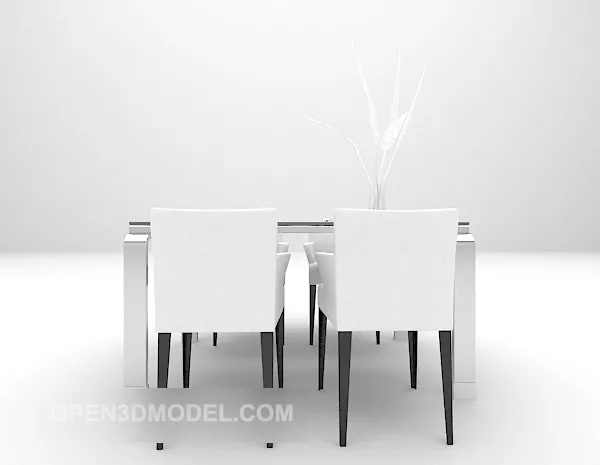 Modern White Dining Table Minimalist 3d model Modern White Dining Table Minimalist 3d model