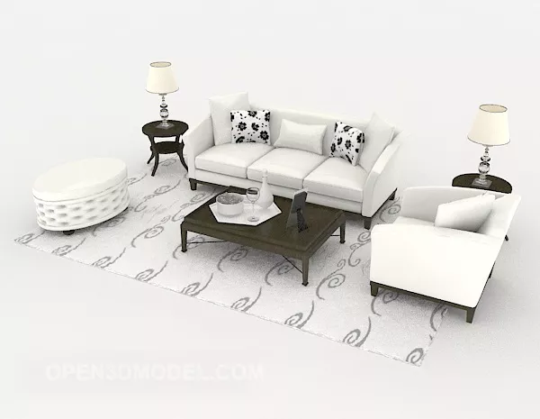 Modern White Minimalist Combination Sofa 3d model Modern White Minimalist Combination Sofa 3d model
