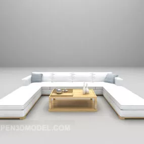 Modern White Wooden Sofa 3d model