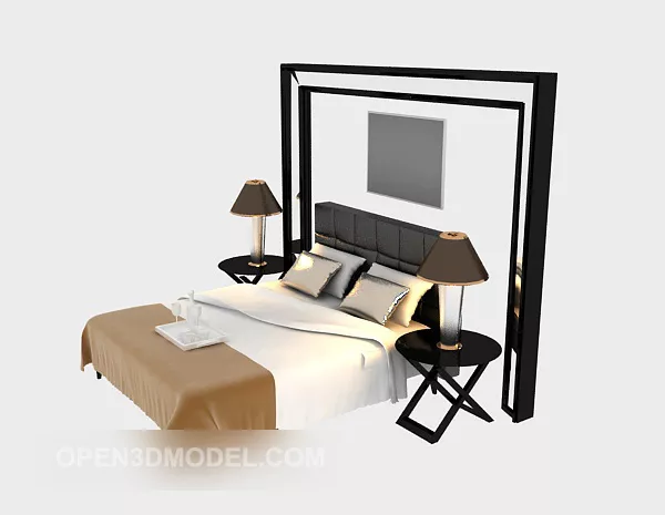 Modern Wood Bed 3d model Modern Wood Bed 3d model
