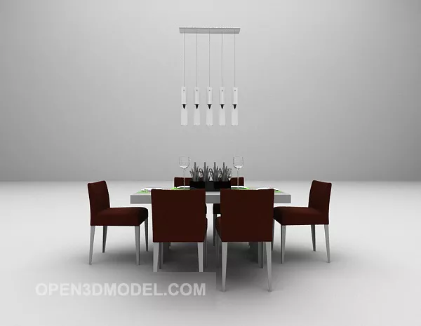 Modern Wood Colored Dining Table Chair 3d model Modern Wood Colored Dining Table Chair 3d model