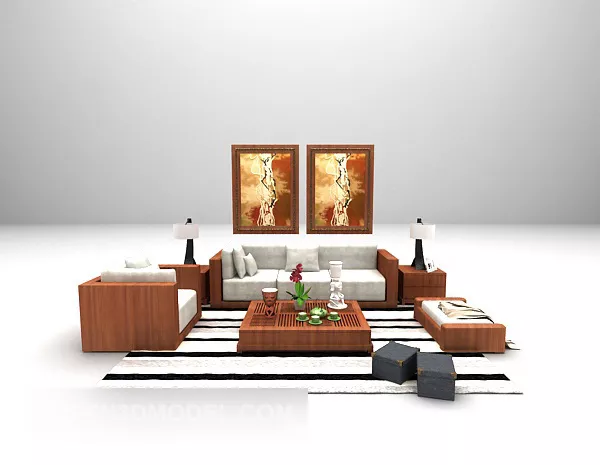 Modern Wood Combination Furniture 3d model Modern Wood Combination Furniture 3d model