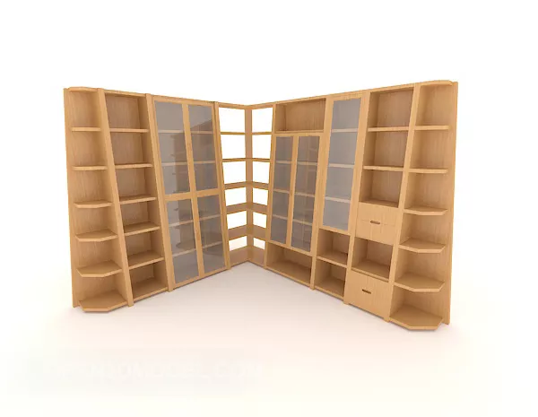 Modern Wood Large Bookcase 3d model Modern Wood Large Bookcase 3d model