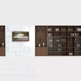 Modern Wood Simple Large Bookcase 3d model