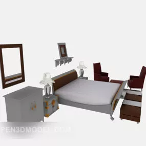 Modern Wooden Bed 3d model