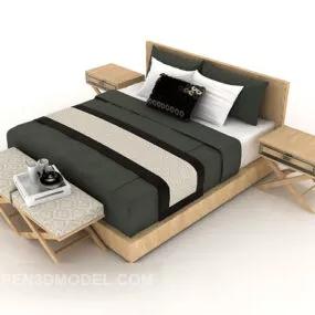 Modern Wooden Business Double Bed 3d model