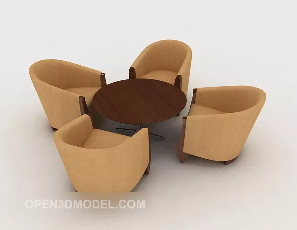 Modern Wooden Casual Table And Chair 3d model Modern Wooden Casual Table And Chair 3d model