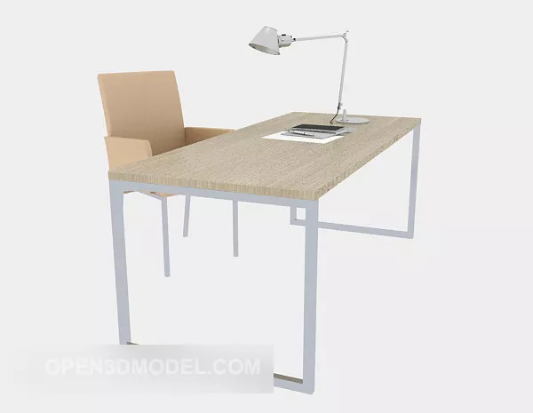 Modern Wooden Work Desk 3d model Modern Wooden Work Desk 3d model