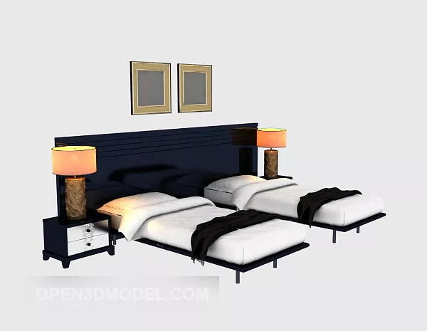 Modern Wooden Twin Single Bed Furniture 3d model Modern Wooden Twin Single Bed Furniture 3d model