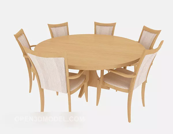 Modern Wooden Table Chair Set 3d model Modern Wooden Table Chair Set 3d model
