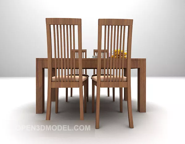 Modern Dinning Wooden Table And Chair 3d model Modern Dinning Wooden Table And Chair 3d model