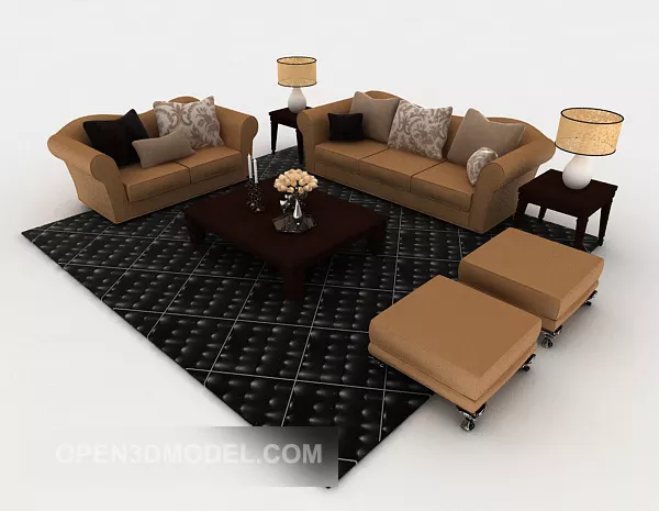 Modern Yellow-brown Sofa Sets 3d model Modern Yellow-brown Sofa Sets 3d model