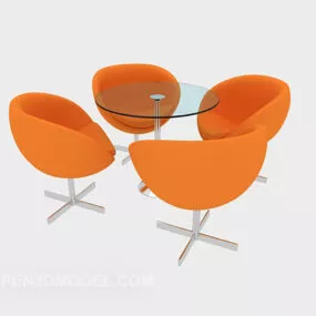 Modern Yellow Casual Table Chair Set 3d model