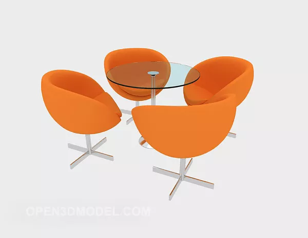 Modern Yellow Casual Table Chair Set 3d model Modern Yellow Casual Table Chair Set 3d model