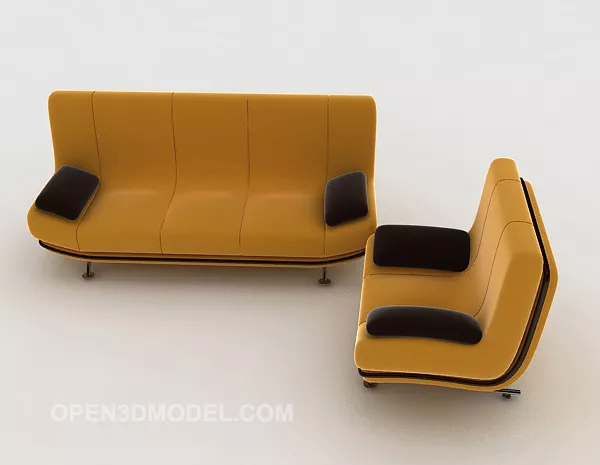 Modern Yellow Sofa Sets 3d model Modern Yellow Sofa Sets 3d model