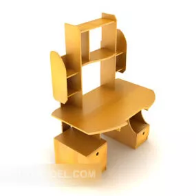 Modern Yellow Solid Wood Desk 3d model