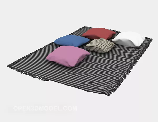 Multi-colored fabric pillows 3d model Multi-colored fabric pillows 3d model