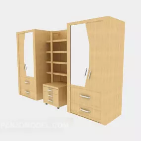 Glass Mirror Wardrobe Furniture 3d model
