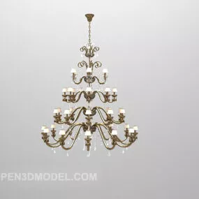 Multi-level Brass Chandelier 3d model
