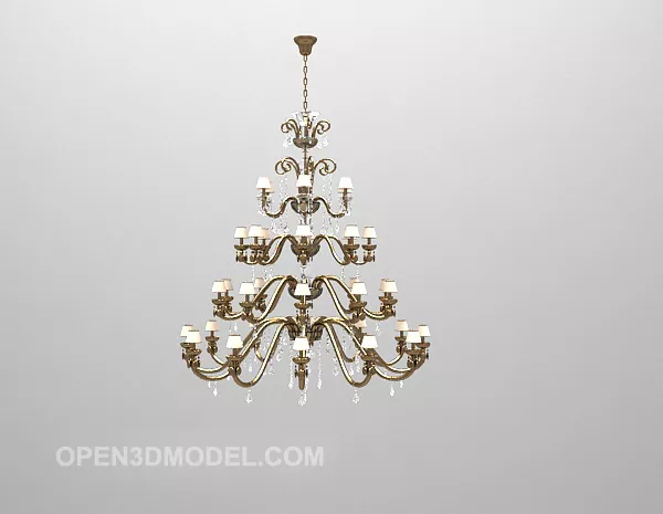 Multi-level Brass Chandelier 3d model Multi-level Brass Chandelier 3d model