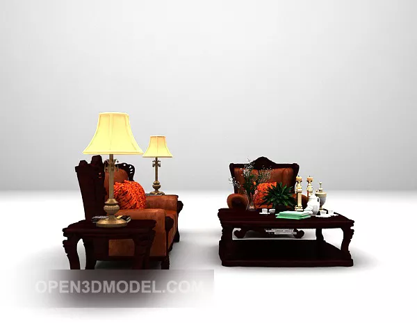 Multiplayer European Vintage Wood Sofa 3d model Multiplayer European Vintage Wood Sofa 3d model