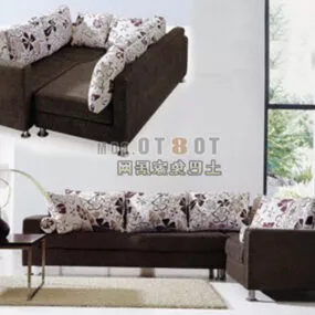Multiplayer Sofa With Pillows 3d model