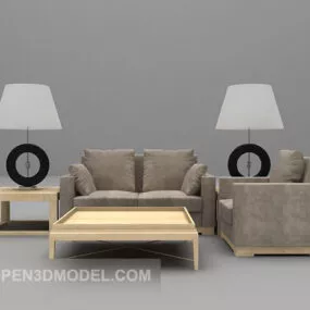 Multiplayer Wooden Sofa Furniture 3d model