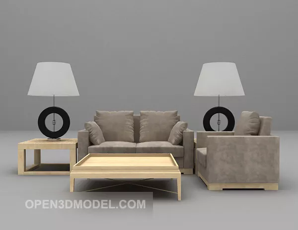 Multiplayer Wooden Sofa Furniture 3d model Multiplayer Wooden Sofa Furniture 3d model