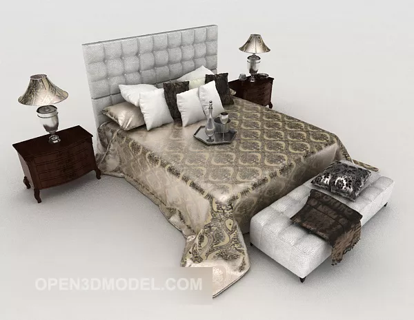 Neo-classical High-end Double Bed 3d model Neo-classical High-end Double Bed 3d model