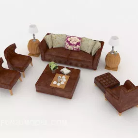 Neo-classical Leather Sofa Sets Design 3d model