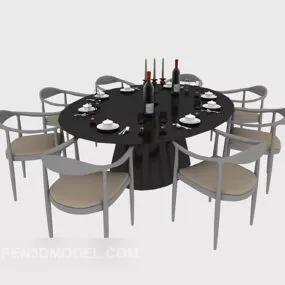 Chinese Table Chair Set 3d model