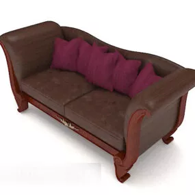 New Chinese Brown Double Sofa 3d model