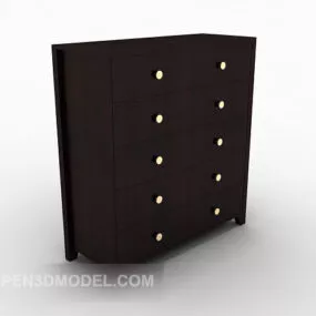 Chinese Brown Side Cabinet 3d model