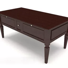 Modern Chinese Brown Wooden Desk 3d model