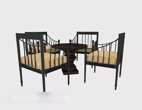 Chinese Casual Table Chair Set 3d model Chinese Casual Table Chair Set 3d model