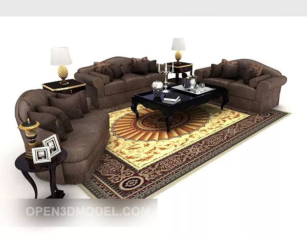 New Chinese Dark Brown Sofa Sets 3d model New Chinese Dark Brown Sofa Sets 3d model